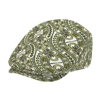 Hibiscus Bloom Island Tribal Waves Jeff Hat Olive Green Polynesian Pattern LT01 - Polynesian Pride