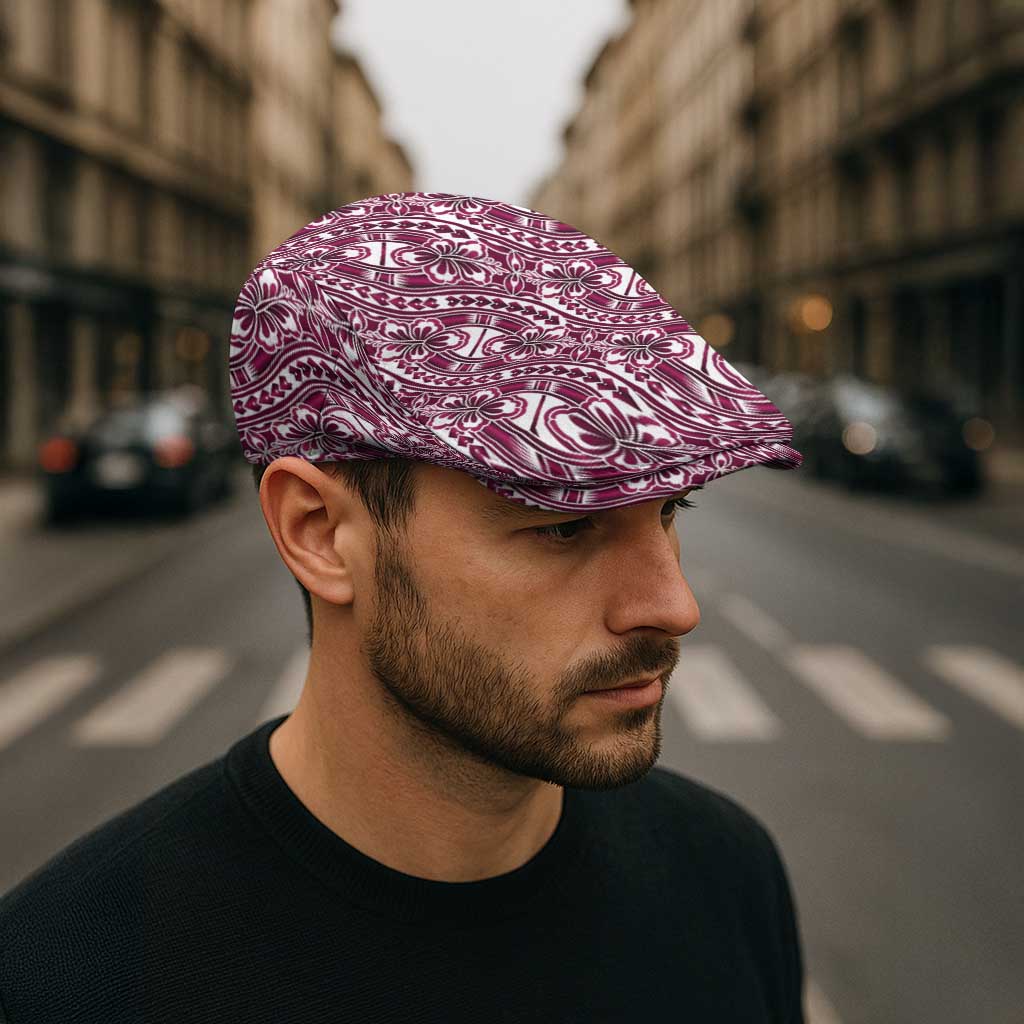 Hibiscus Bloom Island Tribal Waves Jeff Hat Pink Polynesian Pattern LT01 - Polynesian Pride