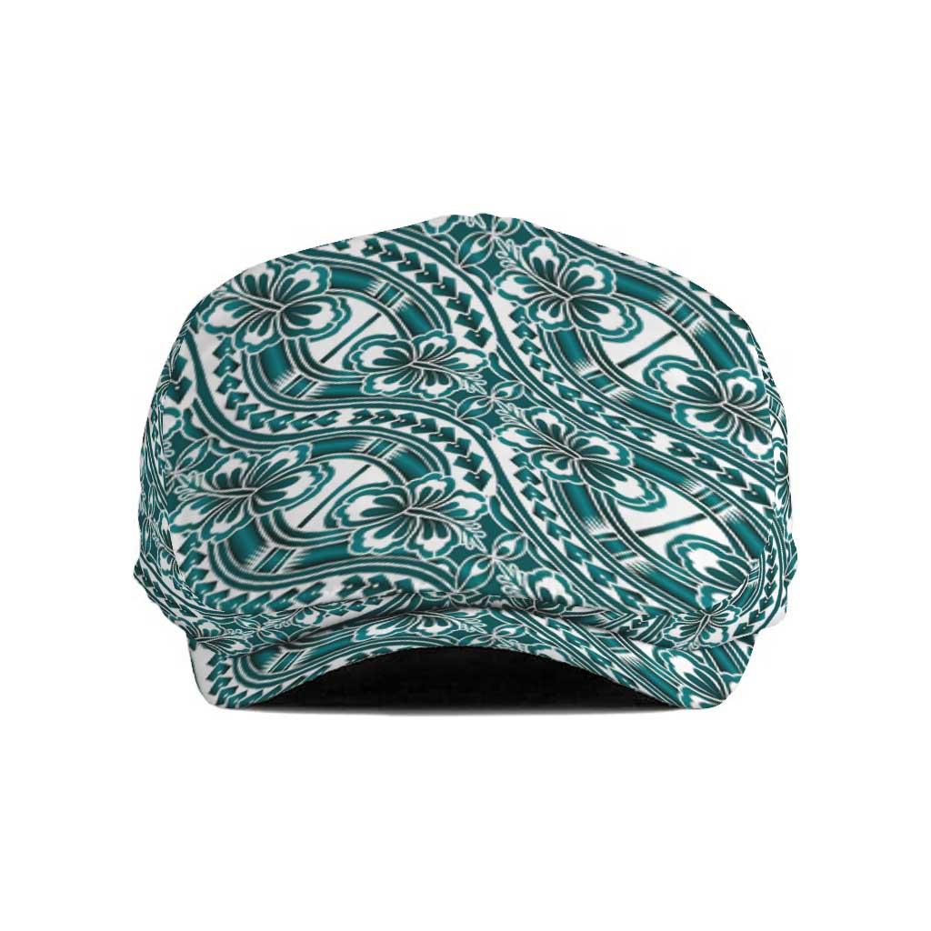 Hibiscus Bloom Island Tribal Waves Jeff Hat Teal Polynesian Pattern LT01 Teal - Polynesian Pride