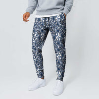 Hibiscus Bloom Island Tribal Waves Jogger Pants Blue Polynesian Pattern LT01 - Polynesian Pride