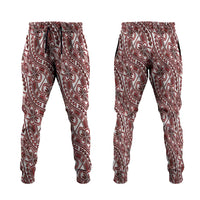 Hibiscus Bloom Island Tribal Waves Jogger Pants Red Polynesian Pattern LT01 Red - Polynesian Pride