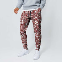 Hibiscus Bloom Island Tribal Waves Jogger Pants Red Polynesian Pattern LT01 - Polynesian Pride