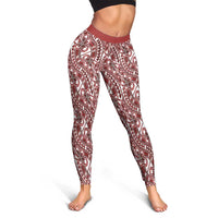 Hibiscus Bloom Island Tribal Waves Leggings Red Polynesian Pattern LT01 - Polynesian Pride