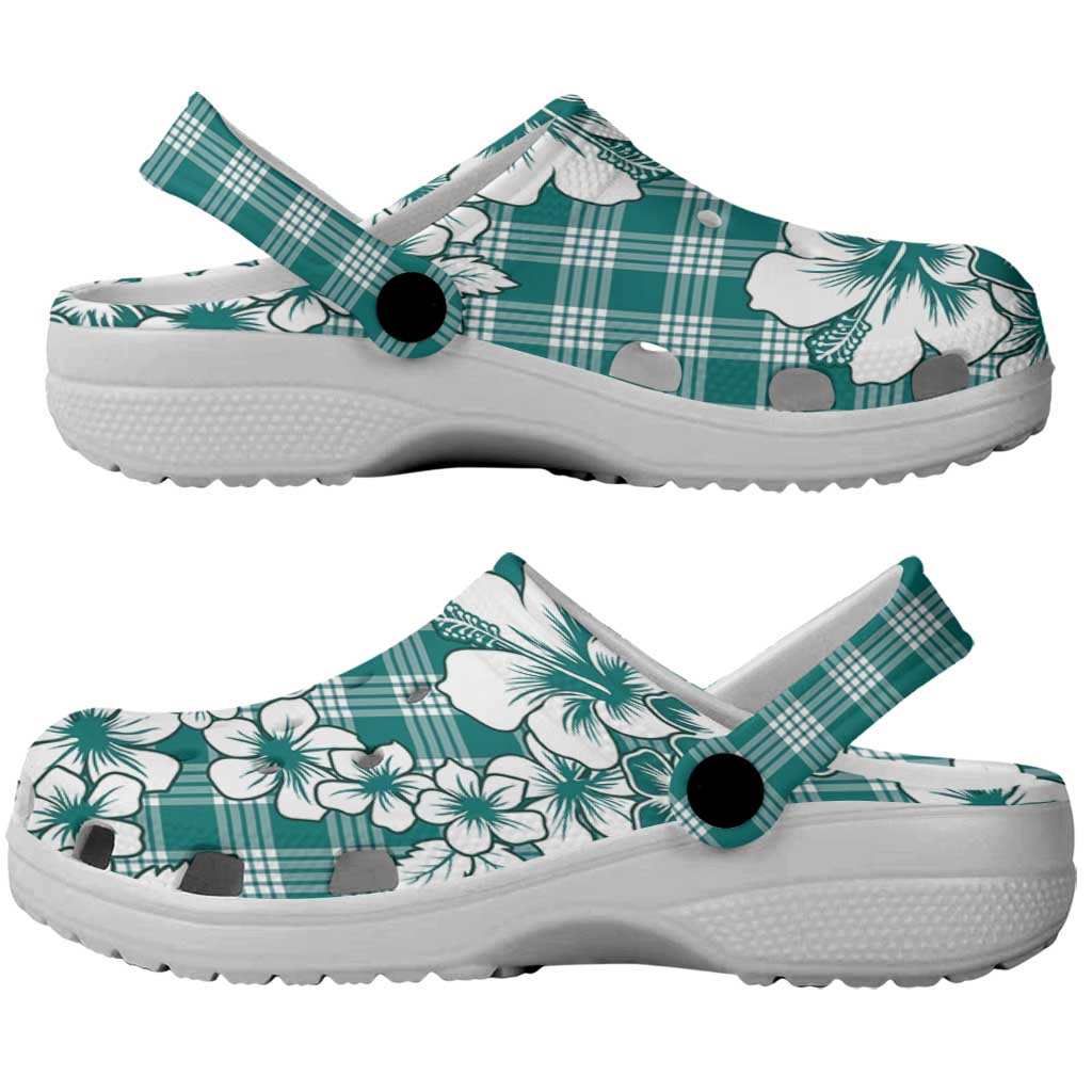 Hibiscus Pakala Aqua Teal Clogs Shoes Tropical Floral Stylized - Polynesian Pride