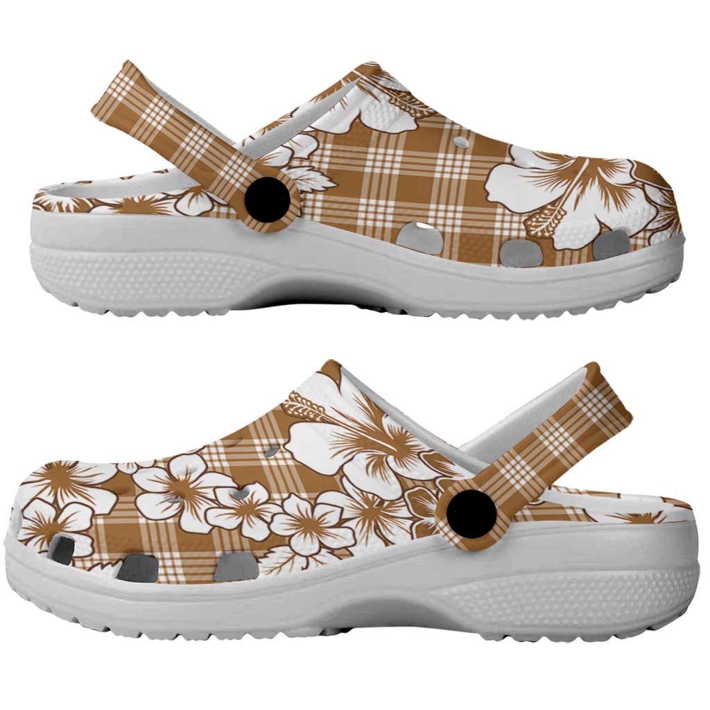 Hibiscus Pakala Bronze Brown Clogs Shoes Tropical Floral Stylized - Polynesian Pride