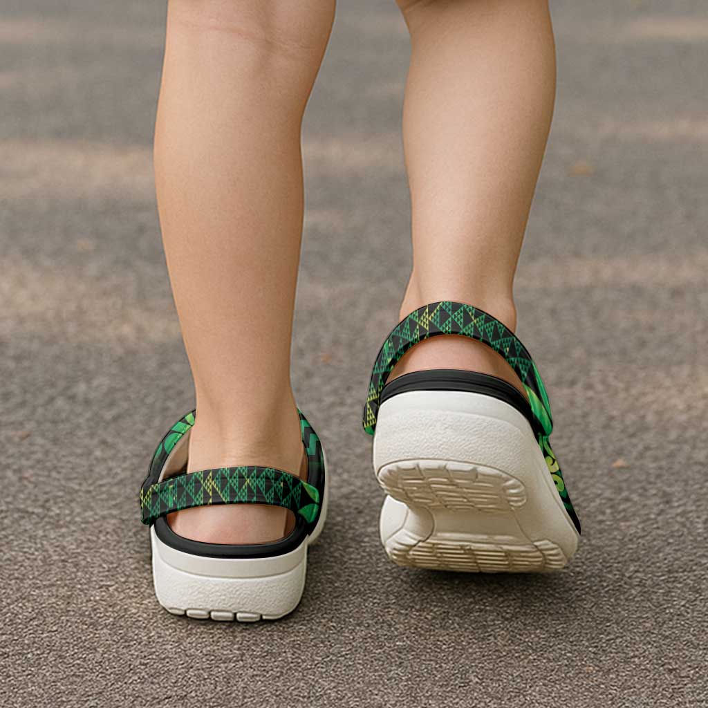 Humpback Whale Matariki New Zealand Clogs Shoes NZ Maori Paikea Poutama Luxury Green