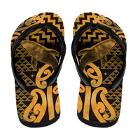 Humpback Whale Matariki New Zealand Flip Flops NZ Maori Paikea Poutama Luxury Gold