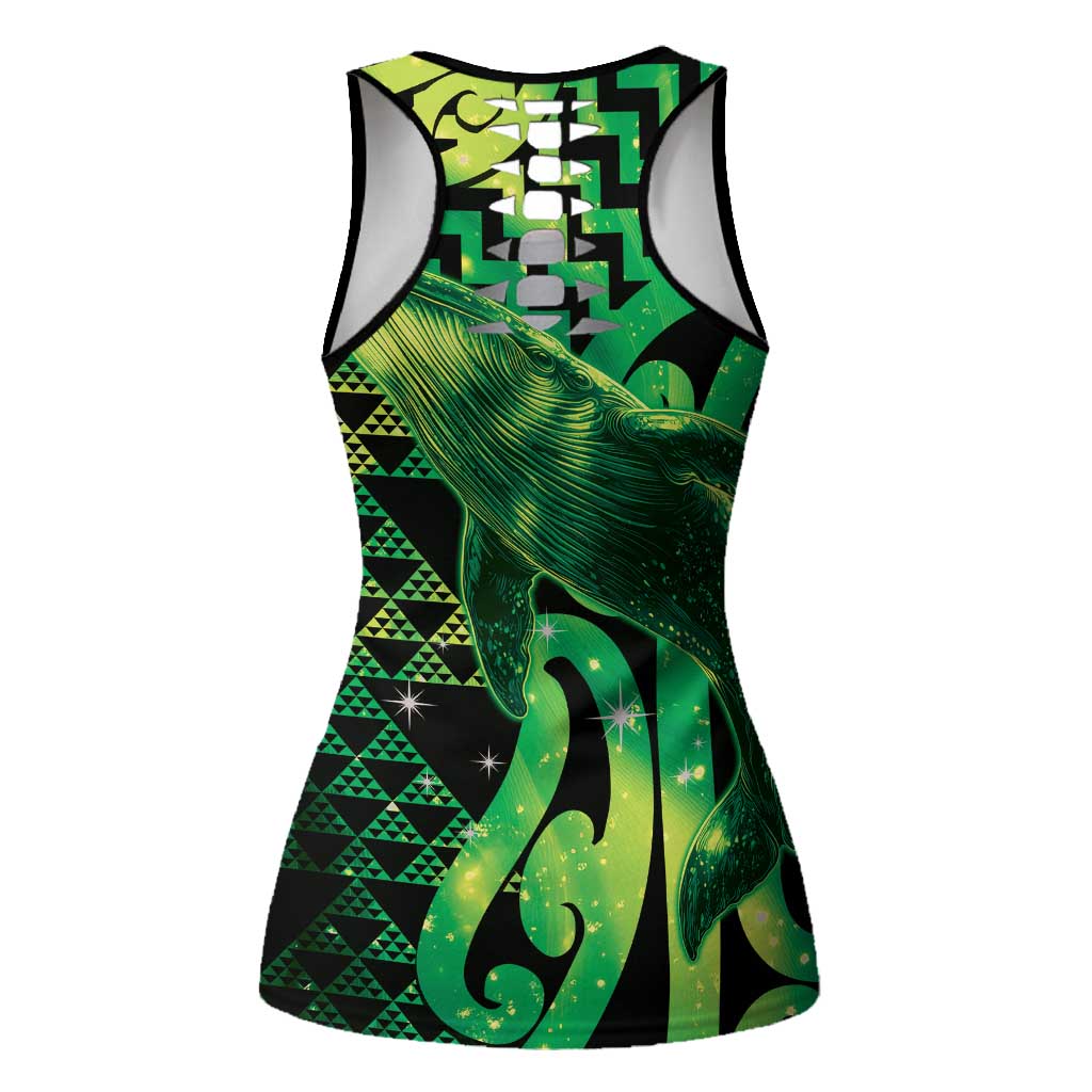 Humpback Whale Matariki New Zealand Hollow Tank Top NZ Maori Paikea Poutama Luxury Green