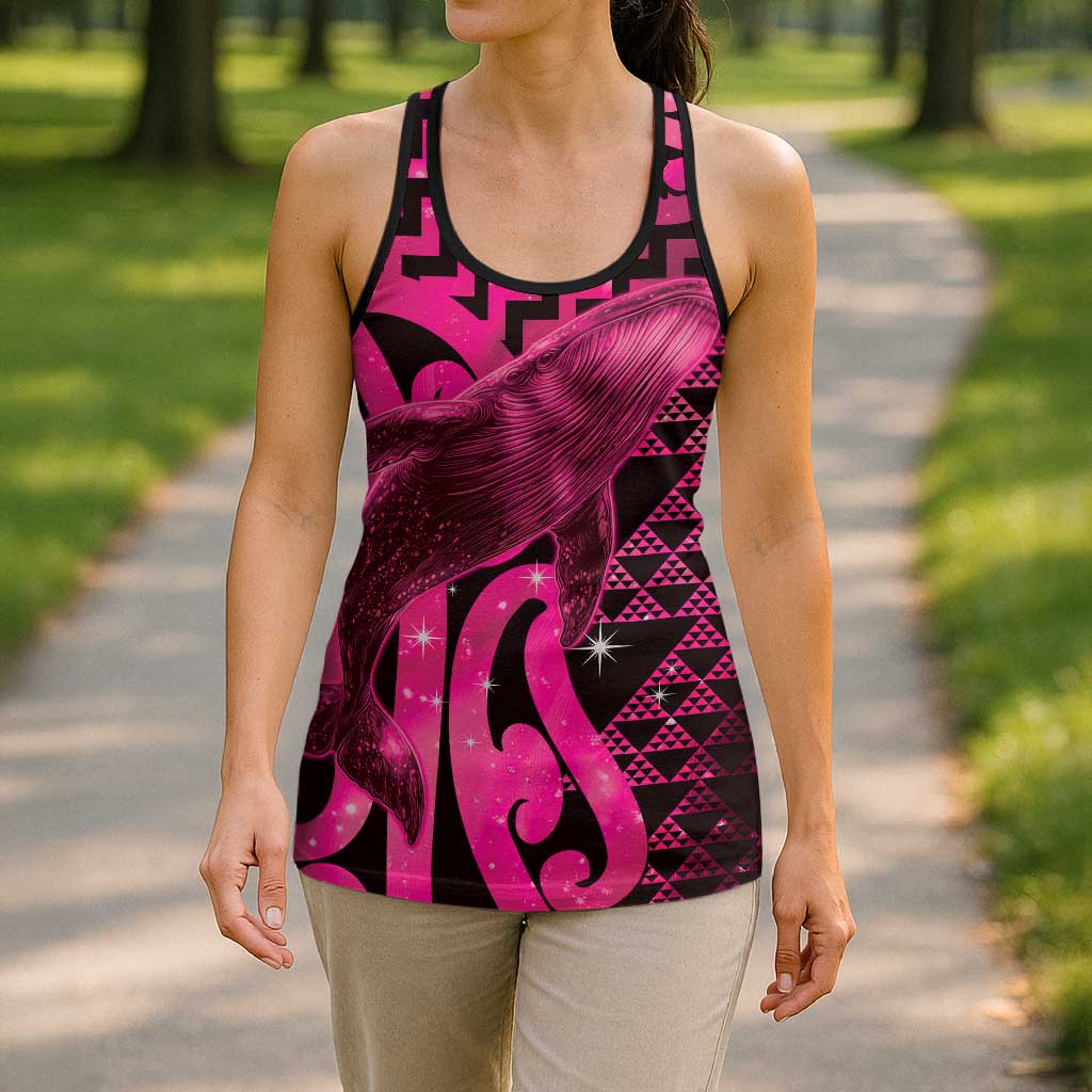 Humpback Whale Matariki New Zealand Hollow Tank Top NZ Maori Paikea Poutama Luxury Pink