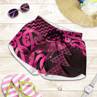 Humpback Whale Matariki New Zealand Shorts for Women NZ Maori Paikea Poutama Luxury Pink LT14 Pink - Polynesian Pride