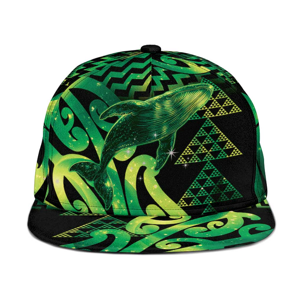 Humpback Whale Matariki New Zealand Snapback Cap NZ Maori Paikea Poutama Luxury Green