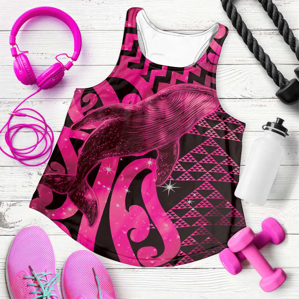 Humpback Whale Matariki New Zealand Women Racerback Tank NZ Maori Paikea Poutama Luxury Pink LT14 Pink - Polynesian Pride