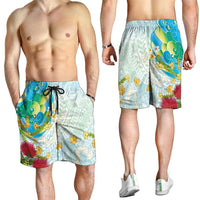 Japanese and Hawaiian Culture Fusion Shorts for Men Irezumi with Turtles and Lei Kakau Pattern Fresh Vibe LT03 - Polynesian Pride