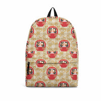 Japanese Daruma Doll Backpack Palaka With Seamless Bamboo Pattern