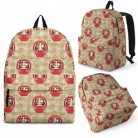 Japanese Daruma Doll Backpack Palaka With Seamless Bamboo Pattern