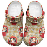Japanese Daruma Doll Clogs Shoes Palaka With Seamless Bamboo Pattern