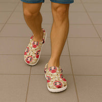 Japanese Daruma Doll Clogs Shoes Palaka With Seamless Bamboo Pattern