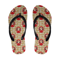 Japanese Daruma Doll Flip Flops Palaka With Seamless Bamboo Pattern