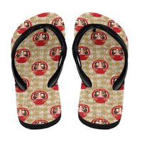 Japanese Daruma Doll Flip Flops Palaka With Seamless Bamboo Pattern
