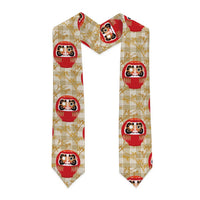 Japanese Daruma Doll Graduation Stole Palaka With Seamless Bamboo Pattern