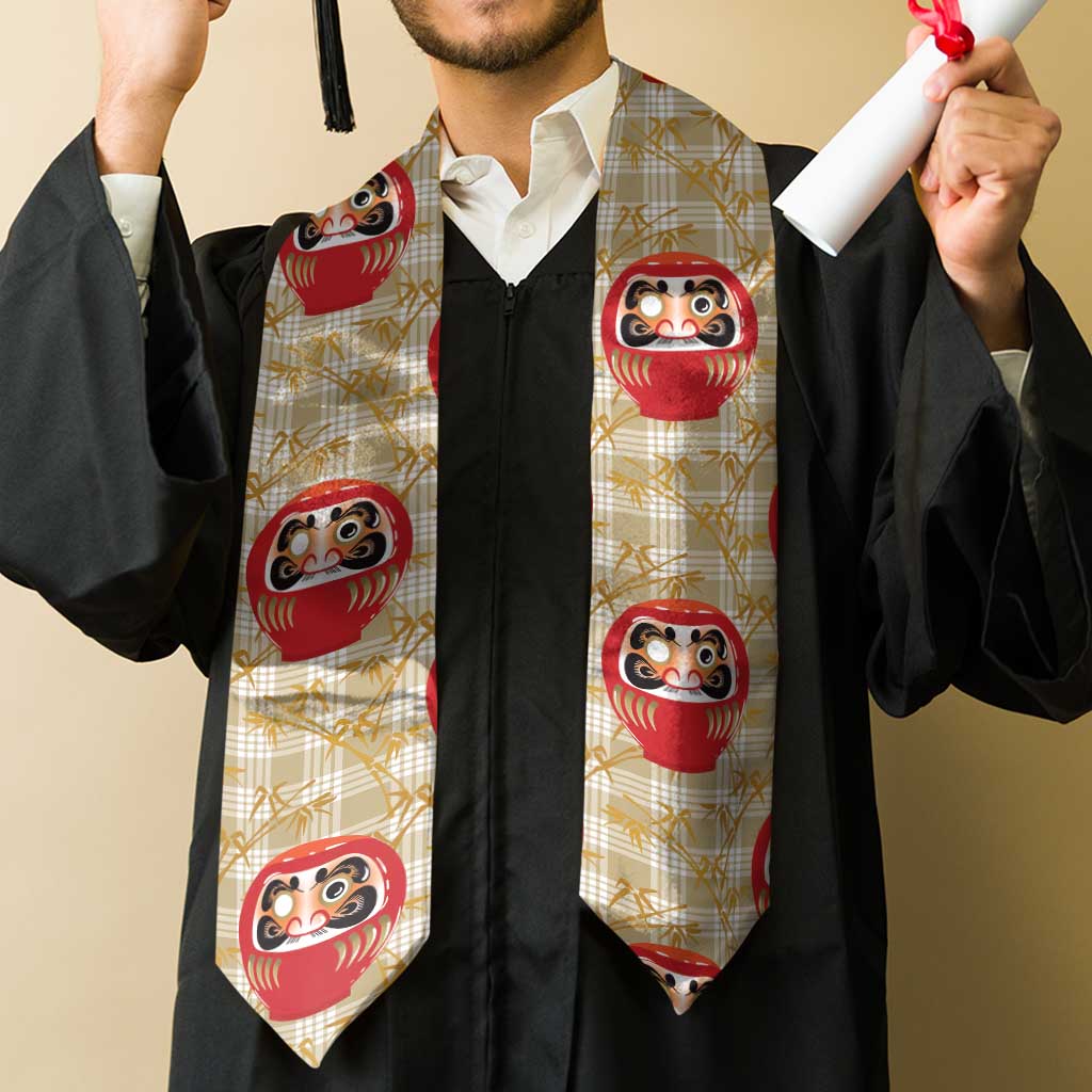 Japanese Daruma Doll Graduation Stole Palaka With Seamless Bamboo Pattern