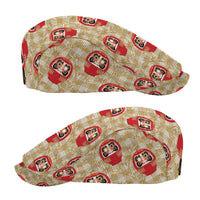 Japanese Daruma Doll Jeff Hat Palaka With Seamless Bamboo Pattern