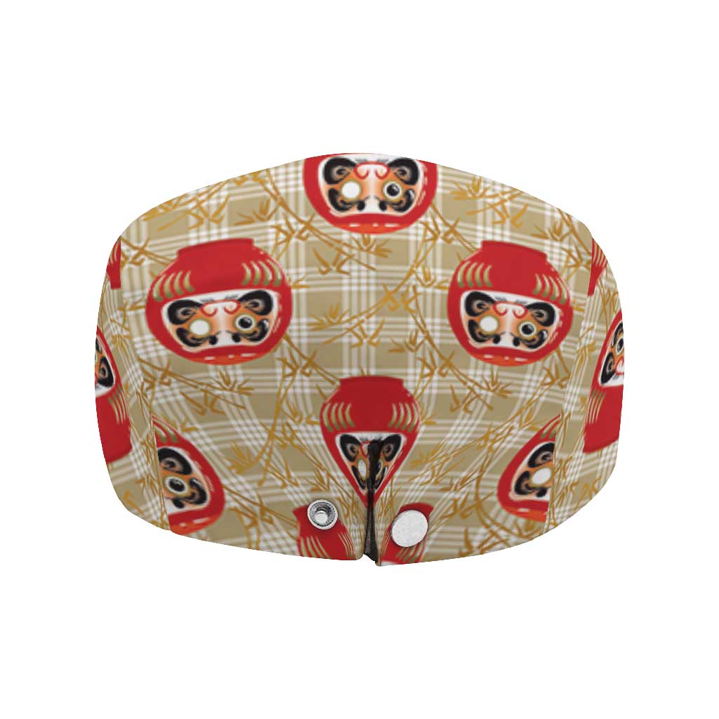 Japanese Daruma Doll Jeff Hat Palaka With Seamless Bamboo Pattern