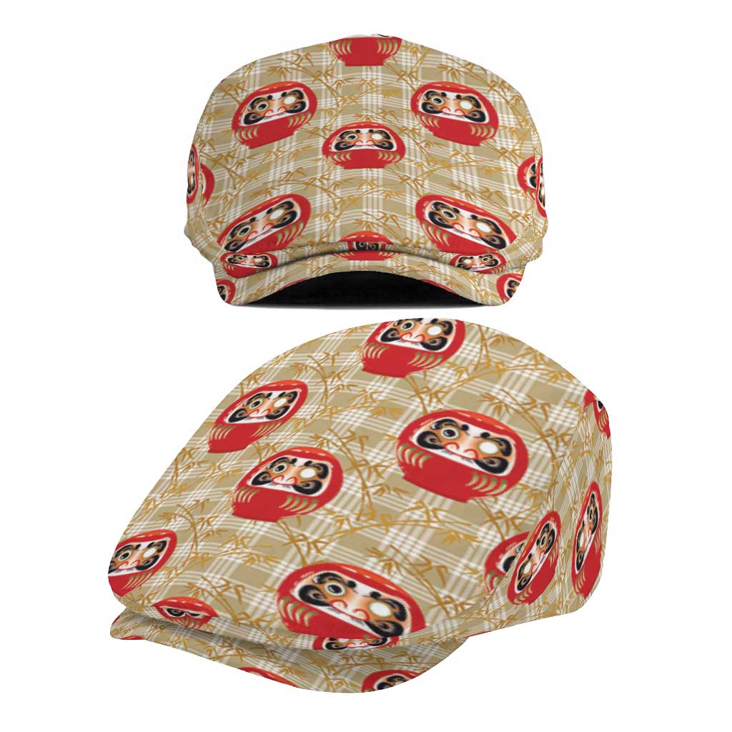 Japanese Daruma Doll Jeff Hat Palaka With Seamless Bamboo Pattern