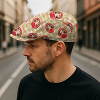 Japanese Daruma Doll Jeff Hat Palaka With Seamless Bamboo Pattern