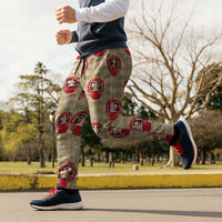 Japanese Daruma Doll Jogger Pants Palaka With Seamless Bamboo Pattern