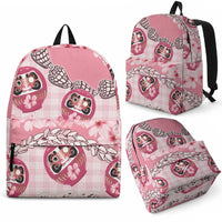 Japanese Daruma Doll Palaka Backpack Cherry Blossoms With Shell Lei