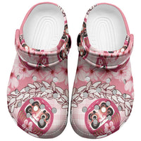 Japanese Daruma Doll Palaka Clogs Shoes Cherry Blossoms With Shell Lei