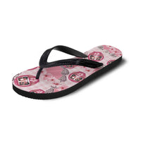 Japanese Daruma Doll Palaka Flip Flops Cherry Blossoms With Shell Lei