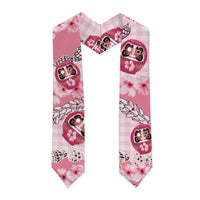Japanese Daruma Doll Palaka Graduation Stole Cherry Blossoms With Shell Lei