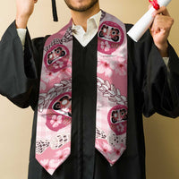 Japanese Daruma Doll Palaka Graduation Stole Cherry Blossoms With Shell Lei