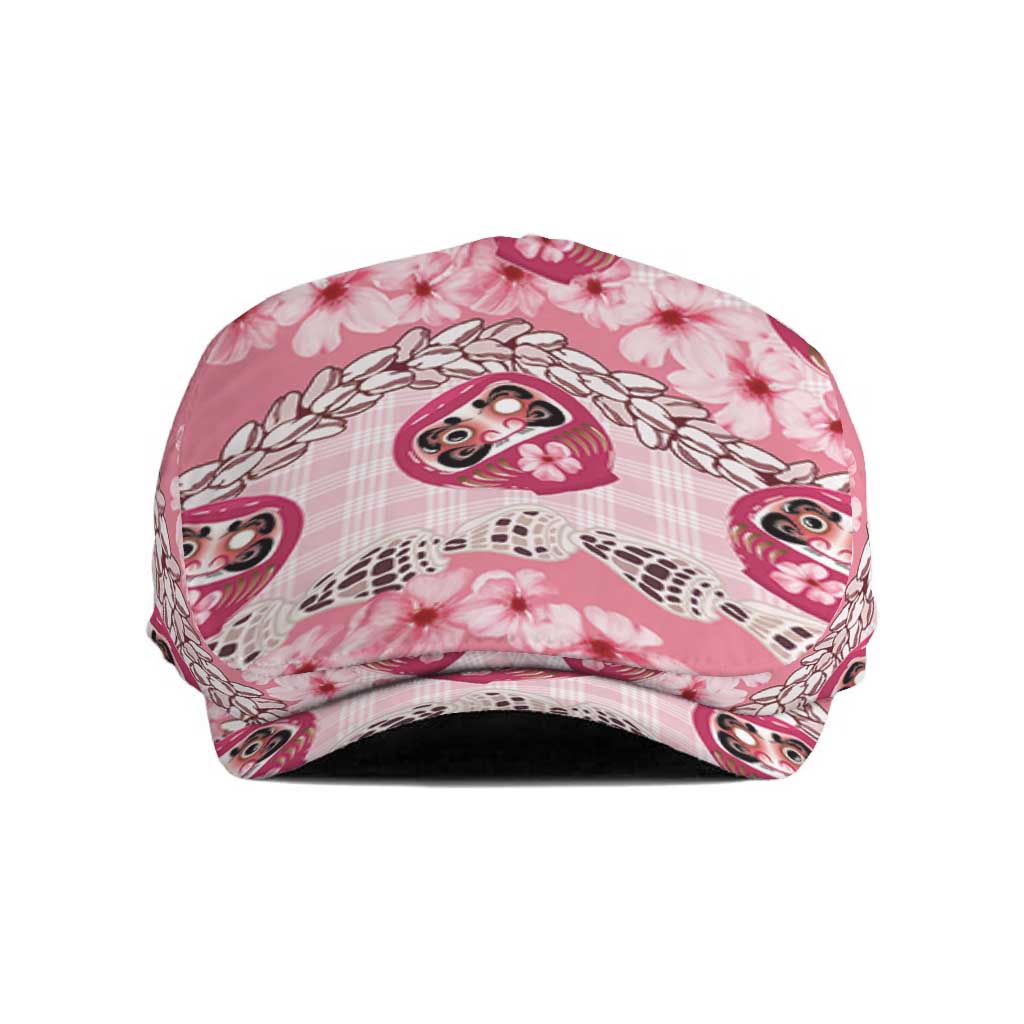 Japanese Daruma Doll Palaka Jeff Hat Cherry Blossoms With Shell Lei