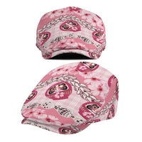 Japanese Daruma Doll Palaka Jeff Hat Cherry Blossoms With Shell Lei