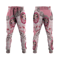 Japanese Daruma Doll Palaka Jogger Pants Cherry Blossoms With Shell Lei