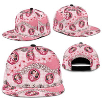 Japanese Daruma Doll Palaka Snapback Cap Cherry Blossoms With Shell Lei