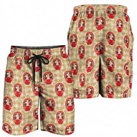 Japanese Daruma Doll Shorts for Men Palaka With Seamless Bamboo Pattern