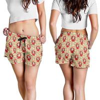 Japanese Daruma Doll Shorts for Women Palaka With Seamless Bamboo Pattern