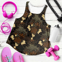 Javanese Batik Semen Women Racerback Tank Indonesian Traditional Pattern LT01 Black - Polynesian Pride