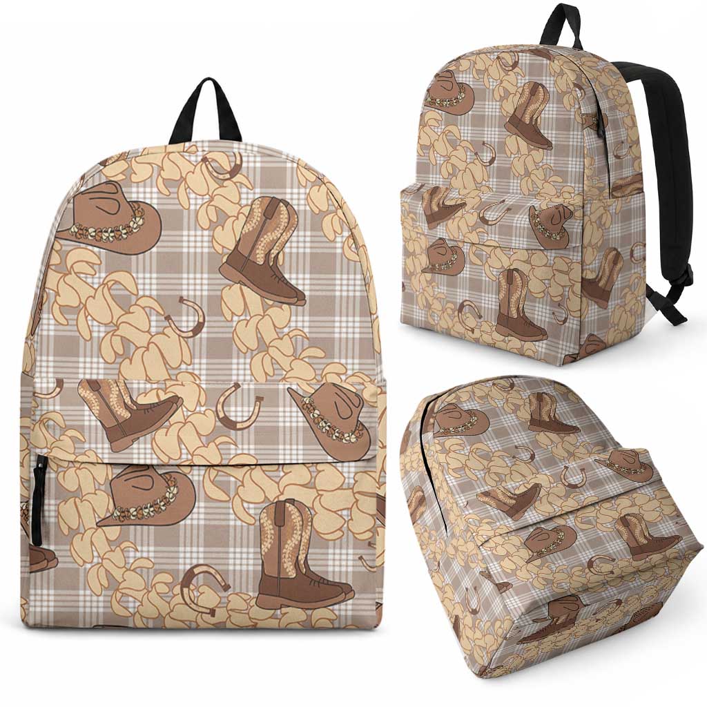 Khaki Palaka Hawaii Cowboy Backpack Puakenikeni Lei Paniolo Papale Seamless Vibes LT14 - Polynesian Pride