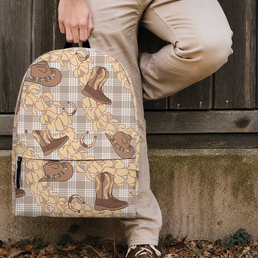 Khaki Palaka Hawaii Cowboy Backpack Puakenikeni Lei Paniolo Papale Seamless Vibes LT14 - Polynesian Pride