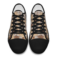 Khaki Palaka Hawaii Cowboy Low Top Shoes Puakenikeni Lei Paniolo Papale Seamless Vibes - Polynesian Pride