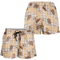 Khaki Palaka Hawaii Cowboy Shorts for Women Puakenikeni Lei Paniolo Papale Seamless Vibes LT14 - Polynesian Pride