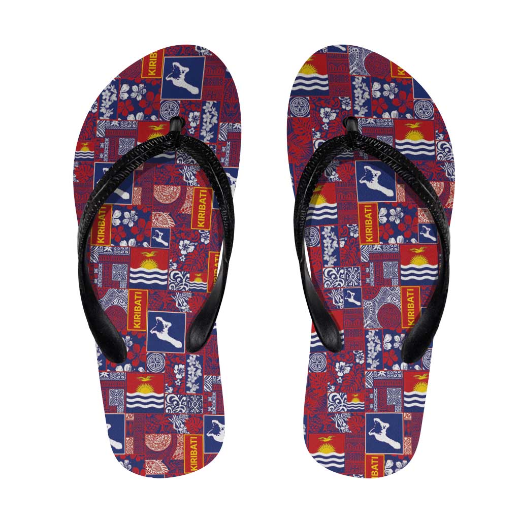 Kiribati Tekeraoi n te Kiritimati Flip Flops Pacific Patchwork Xmas Vibes - Polynesian Pride