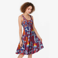 Kiribati Tekeraoi n te Kiritimati Midi Dress Pacific Patchwork Xmas Vibes - Polynesian Pride
