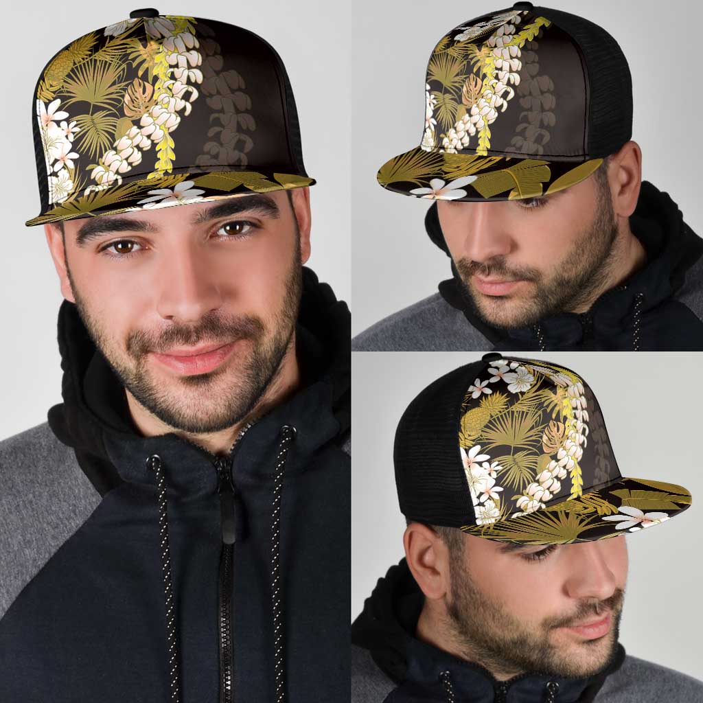 Kula Aloha Hawaii Lei Mesh Trucker Cap Tropical Flowers Elegant Vibe - Polynesian Pride