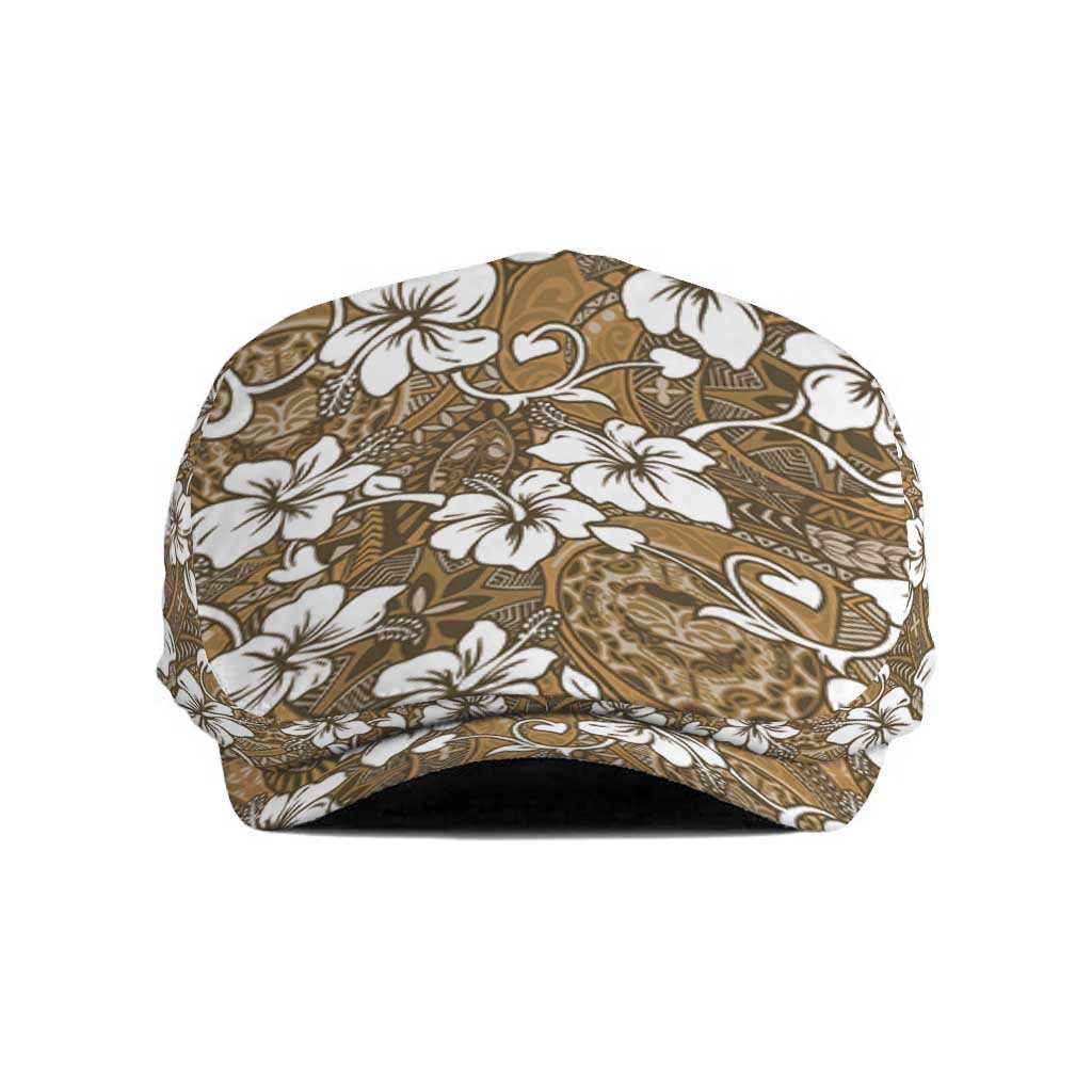 Kuvui Bula Fiji Jeff Hat Fijian Tapa Seamless Hibiscus LT14 Brown - Polynesian Pride